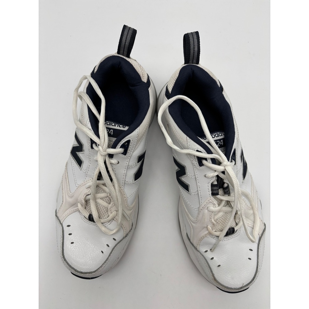 New Balance 624 White Navy Leather Cross Training Sneakers Mens 7 Womens 8.5 - Picture 7 of 8